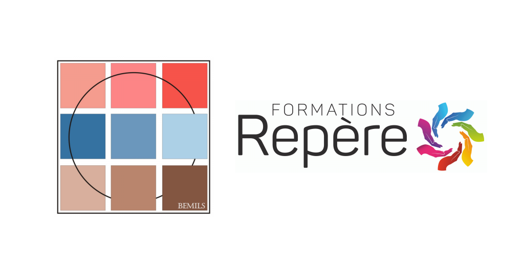 Logos des deux organismes formateurs qui décident de collaborer dans le cadre d'une nouvelle offre de e-learning : BeMILS et Formations Repère.